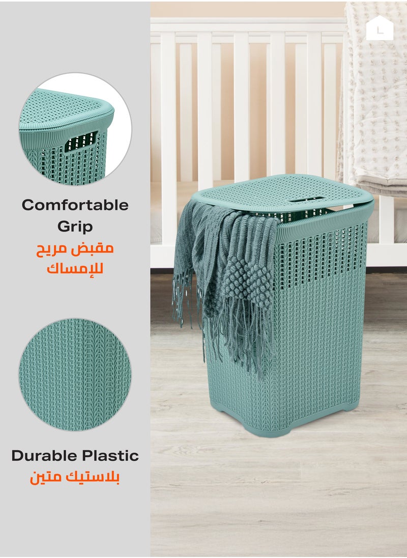 Laundry Storage Basket -Blue- Lightweight Portable Spacious Durable Ventilated Plastic Hamper with Lid and Handles -Perfect for Home Household Washing Clothes Storage Bathroom Organization Use - pzsku/Z05E80152FA65C7338911Z/45/_/1736929616/1260fc81-39ff-444d-a34b-9f482f142df6