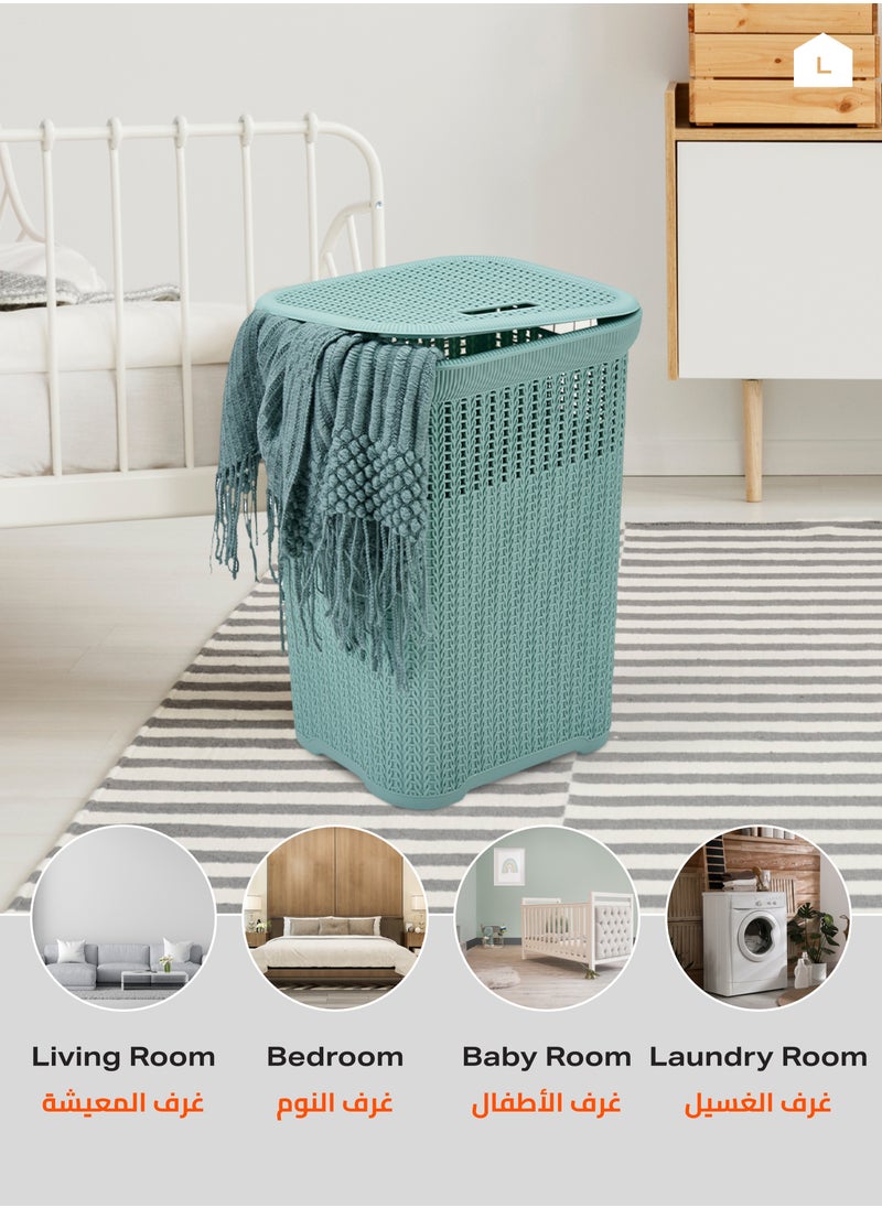 Laundry Storage Basket -Blue- Lightweight Portable Spacious Durable Ventilated Plastic Hamper with Lid and Handles -Perfect for Home Household Washing Clothes Storage Bathroom Organization Use - pzsku/Z05E80152FA65C7338911Z/45/_/1736929617/244d58af-1ab4-485b-9a8d-84e5bb5b2a48