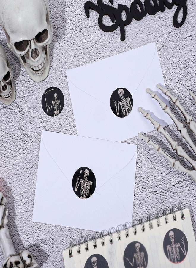 Whaline 1000Pcs Halloween Stickers Roll Self Adhesive Halloween Skeleton Stickers Halloween Skull Decal Stickers Round Adhesive Stickers for Halloween Party Favor Decor, 8 Design - Image 3