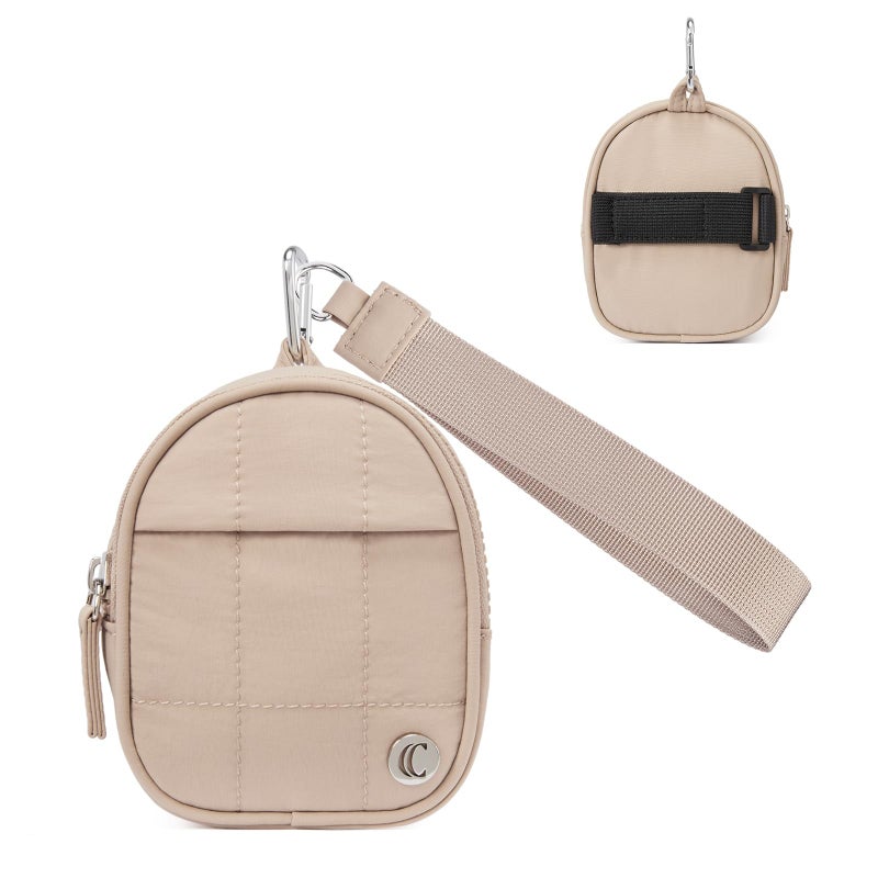 CLUCI Mini Backpack Keychain Wallet Small Change Quilted Coin Purse Cute Puffer Wristlet Pouch with 3 RFID Card Slots - Image 1