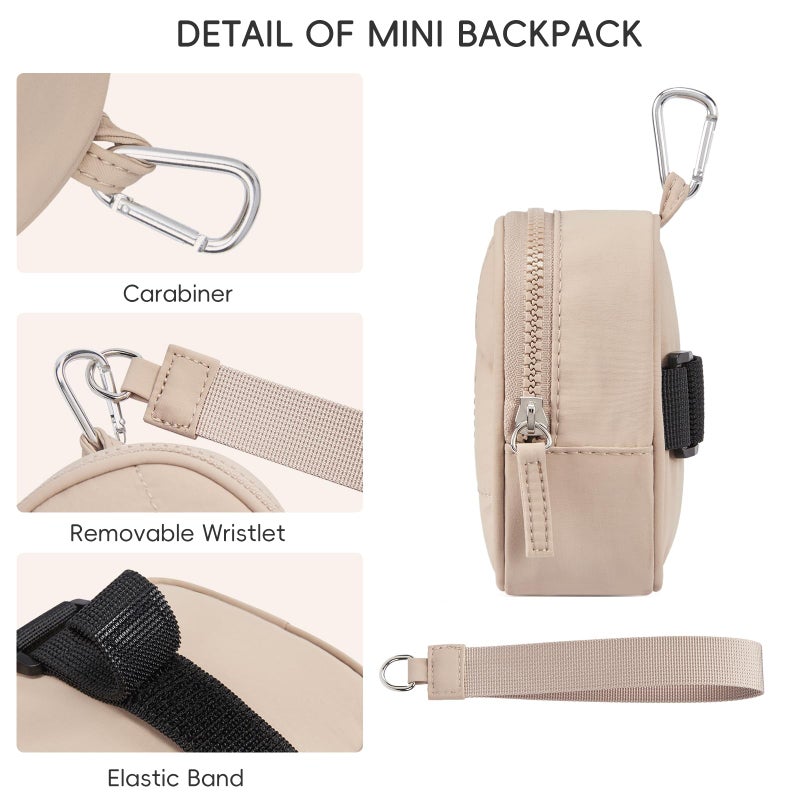 CLUCI Mini Backpack Keychain Wallet Small Change Quilted Coin Purse Cute Puffer Wristlet Pouch with 3 RFID Card Slots - Image 5