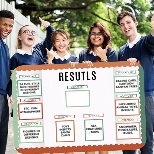 Sinload 92 Pcs Science Fair Board Supplies 60 Trim Scalloped Poster Boards 18 Presentation Subtitles 6 Project Titles 8 Letter Sticker for Classroom Display Boards(Boho Color,Wave) - Image 5