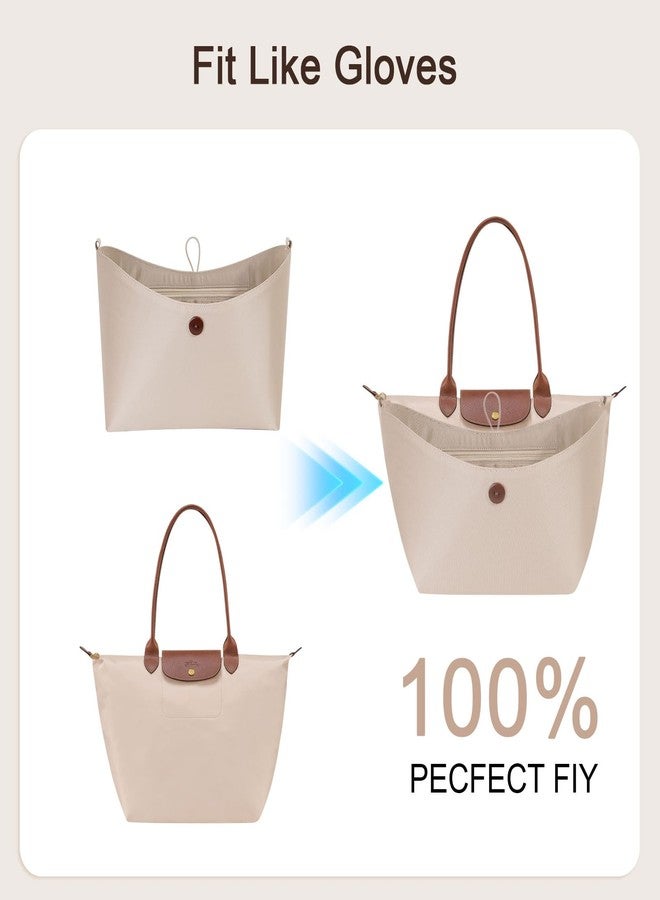 إزتيجو منظم حقيبة ZTUJO لحقيبة Longchamp le pliage، منظم حقيبة Longchamp ناعم الملمس، متوافق مع حقائب Le Pliage وEnergy وحقائب الكتف وحقائب المقبض العلوي، مقاس إضافي (بيج، كبير) - Image 5