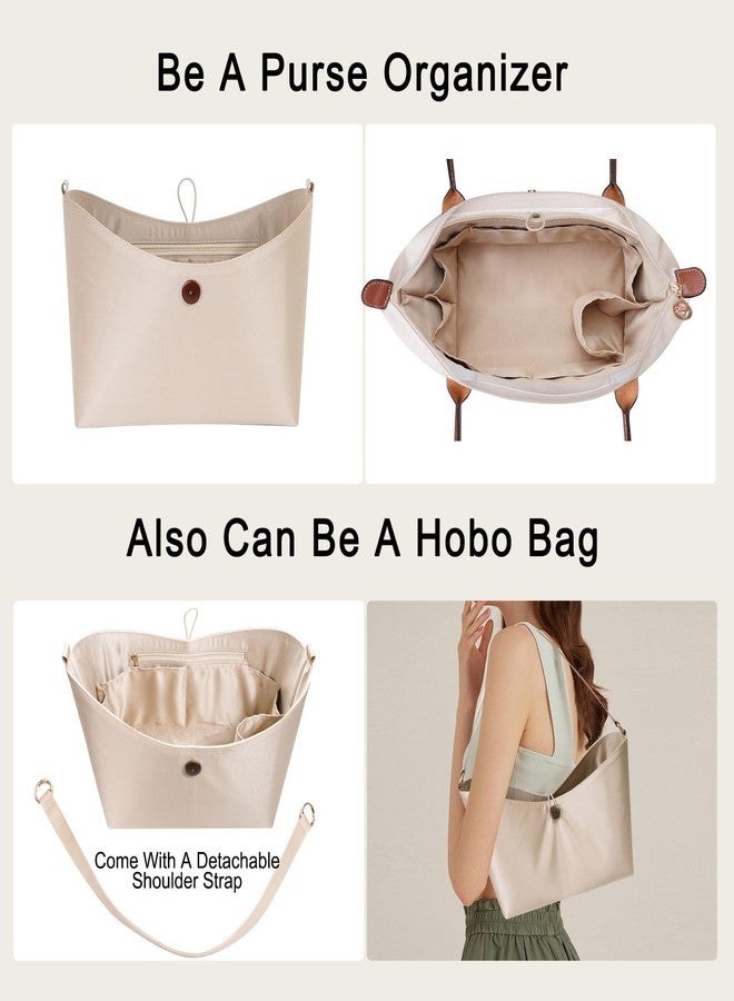 إزتيجو منظم حقيبة ZTUJO لحقيبة Longchamp le pliage، منظم حقيبة Longchamp ناعم الملمس، متوافق مع حقائب Le Pliage وEnergy وحقائب الكتف وحقائب المقبض العلوي، مقاس إضافي (بيج، كبير) - Image 2