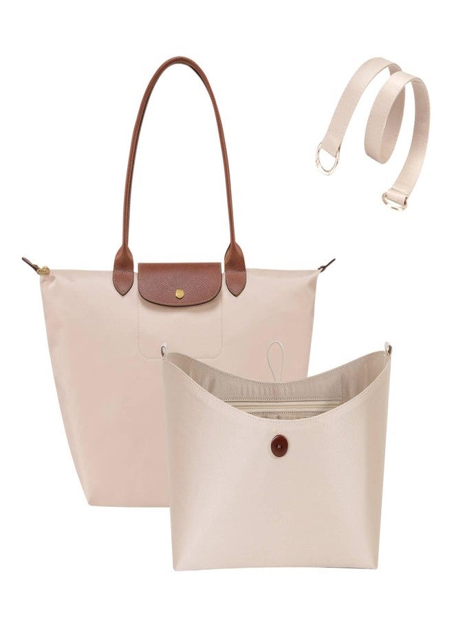 إزتيجو منظم حقيبة ZTUJO لحقيبة Longchamp le pliage، منظم حقيبة Longchamp ناعم الملمس، متوافق مع حقائب Le Pliage وEnergy وحقائب الكتف وحقائب المقبض العلوي، مقاس إضافي (بيج، كبير) - Image 1