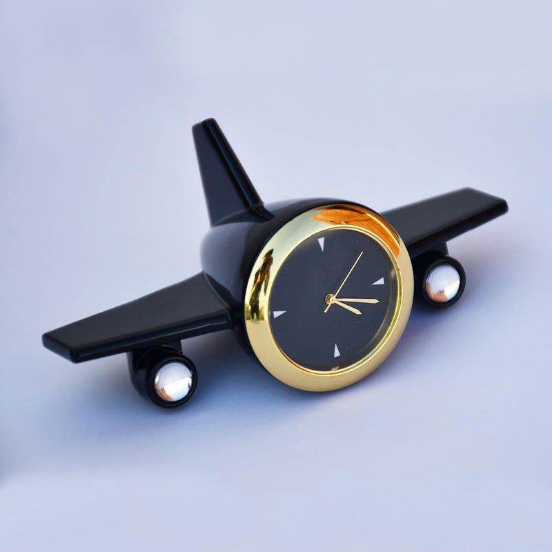 Saugat Traders Airplane Table Clock Showpiece - Analog Aeroplane Clock for Office Desk, Study Table - Corporate Gift for Client, Employees, Men, Boys (Black), Stainless Steel, 10x5 Cm - Image 5
