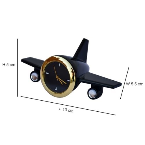 Saugat Traders Airplane Table Clock Showpiece - Analog Aeroplane Clock for Office Desk, Study Table - Corporate Gift for Client, Employees, Men, Boys (Black), Stainless Steel, 10x5 Cm - Image 2