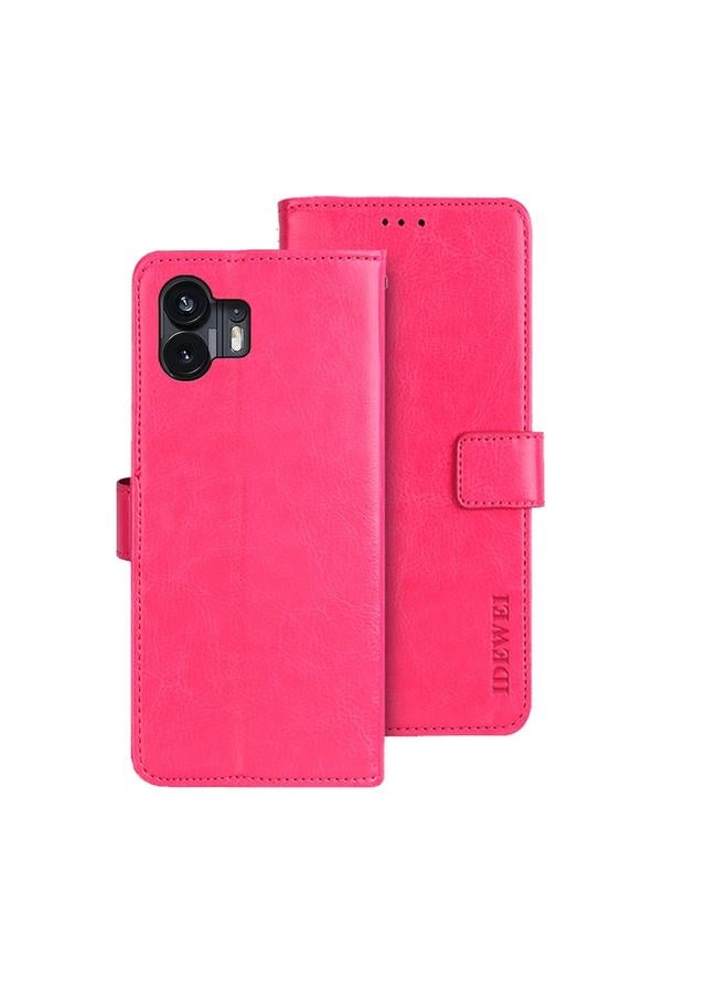 إيدويي جراب هاتف Case For Nothing Phone 2 من الجلد بتصميم Crazy Horse مع حامل - Image 1