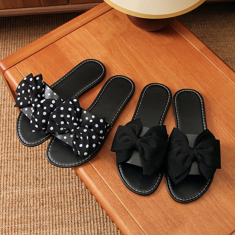 Large Size Style Bow-Knot Slippers With Soft Soles For Outdoor Wear, Casual Flat-Heeled Beach Sandals - Image 5