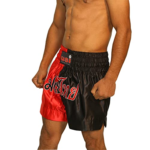 USI UNIVERSAL Muay Thai Shorts for Men, 410MT Sports Shorts (M, Red/Black) - Image 3