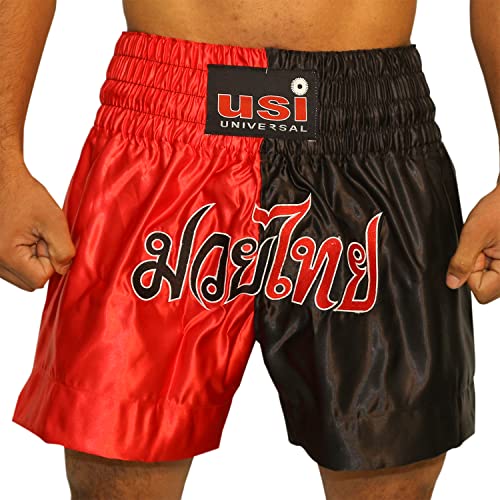 USI UNIVERSAL Muay Thai Shorts for Men, 410MT Sports Shorts (M, Red/Black) - Image 2