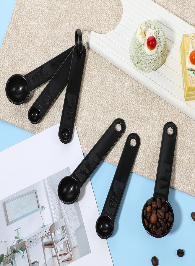Xyembu 5Pcs Black Measuring Spoons Universal Easy to Read Measuring Cup and Spoon Set with Soft Grip Handle Plastic Cups and Spoons for Baking&Kitchen Hang Hole and Nesting for Easy Storage - Image 2