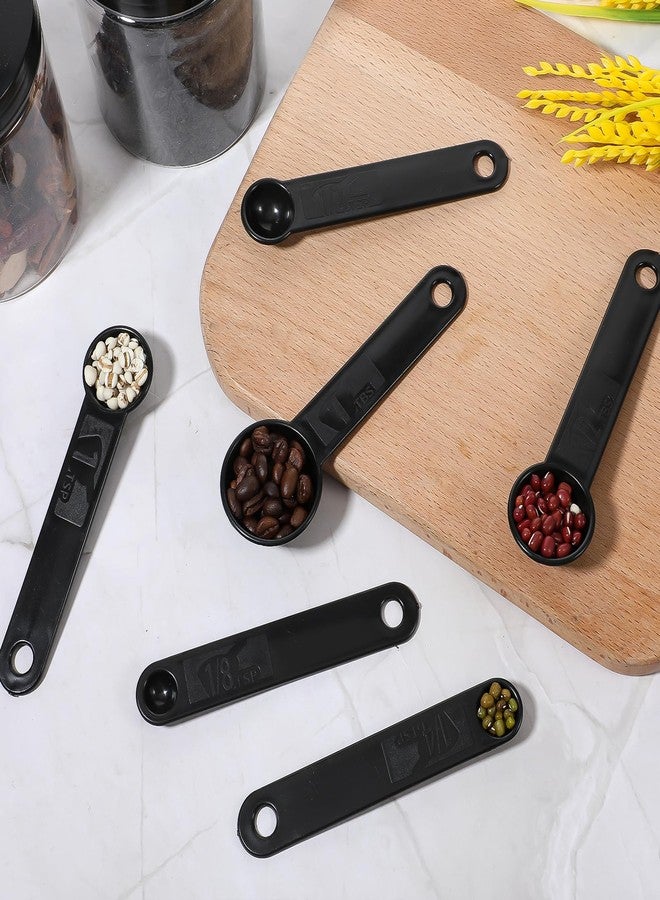 Xyembu 5Pcs Black Measuring Spoons Universal Easy to Read Measuring Cup and Spoon Set with Soft Grip Handle Plastic Cups and Spoons for Baking&Kitchen Hang Hole and Nesting for Easy Storage - Image 4