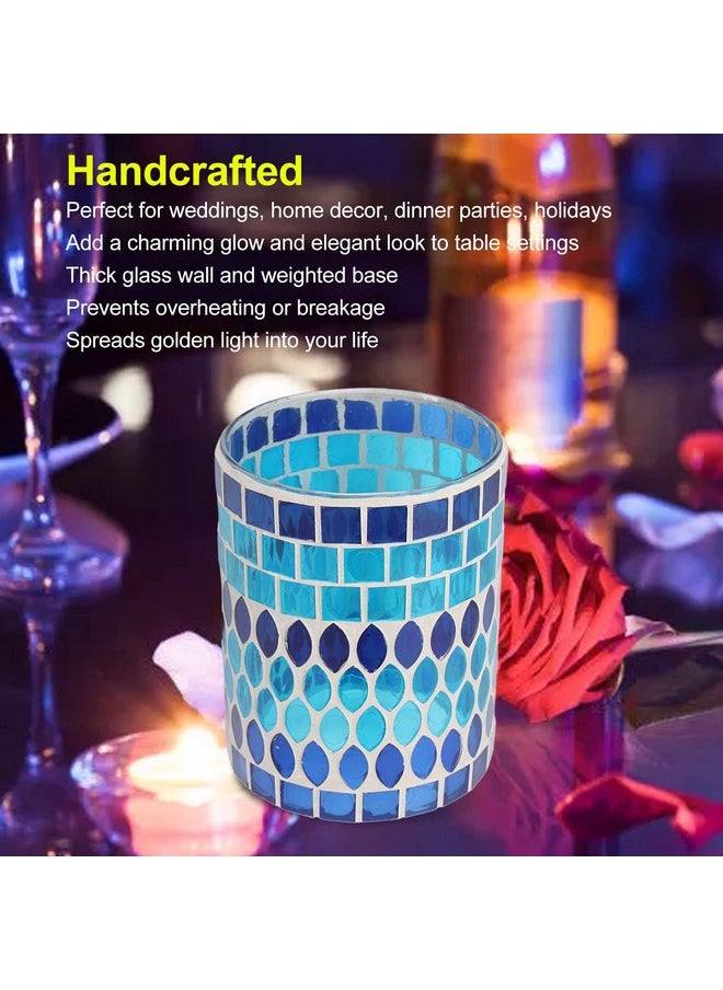 Hztyyier - Hztyyier Votive Candle Holder Mosaic Tea Light Holders Table Decor for Wedding Centerpieces Party Decorations(Blue) - Image 1