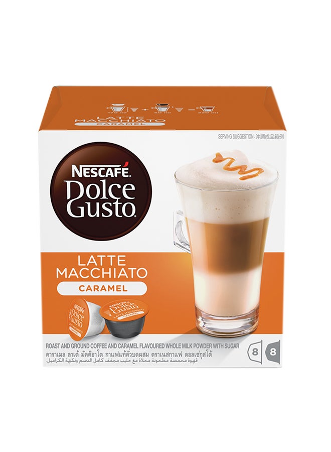 نسكافيه 16 Pieces Dolce Gusto Caramel Latte Macchiato Coffee Capsules 169grams Pack of 3 - Image 2