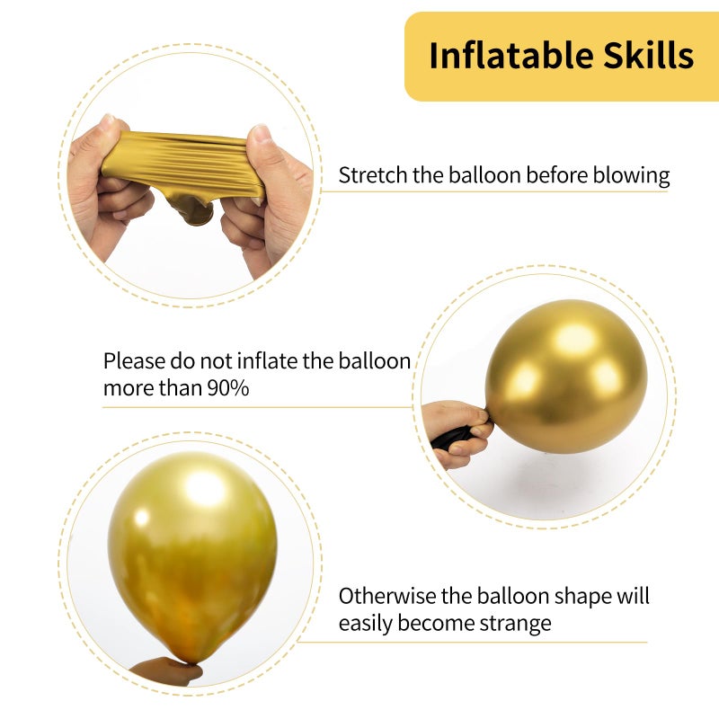 RUBFAC 92pcs Metallic Gold Balloons Chrome Gold Balloon Different Sizes 18 12 10 5 Inch Gold Latex Balloons for Happy New Year Decorations 2024 Birthday Party Graduation - Image 3