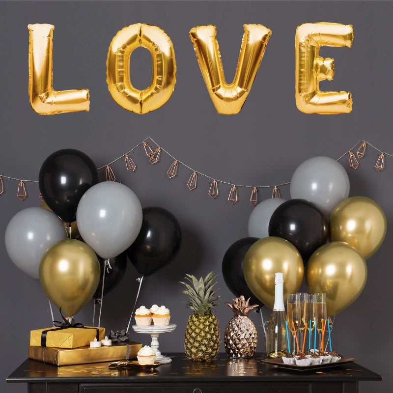 RUBFAC 92pcs Metallic Gold Balloons Chrome Gold Balloon Different Sizes 18 12 10 5 Inch Gold Latex Balloons for Happy New Year Decorations 2024 Birthday Party Graduation - Image 5