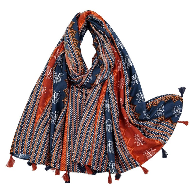 Yeieeo Boho Floral Scarf for Women Lightweight Floral Printed Scarf Fall Winter Fashion Fringed Shawl(24) - Image 1