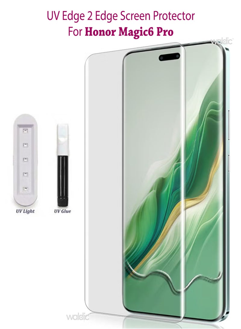 Honor Magic6 Pro 5G Premium Tempered Glass Design For Honor Magic6 Pro 5G Smartphone Advanced Border Less Full Edge To Edge UV Screen Protector And Easy Installation Kit  - Image 1