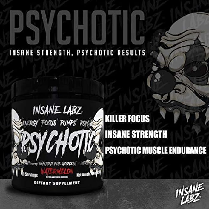 Insane Labz Psychotic Black Edition Mid Stimulant Pre Workout Powder, Energy Focus Pumps, Loaded with Creatine Beta Alanine Taurine Fueled by AMPiberry, 35 Servings (Grape) - Image 4