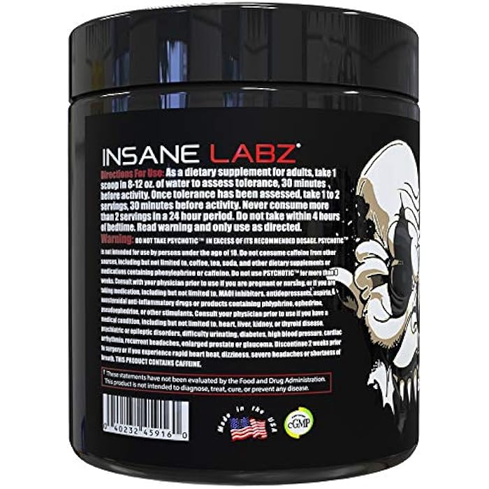 Insane Labz Psychotic Black Edition Mid Stimulant Pre Workout Powder, Energy Focus Pumps, Loaded with Creatine Beta Alanine Taurine Fueled by AMPiberry, 35 Servings (Grape) - Image 3