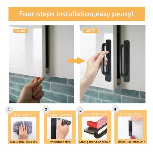 Skyscraper Self-Stick Instant Kitchen Cabinet Bathroom Drawer Closet Door Handle Pulls 2pcs/Set (133mm, Silver) - Image 3