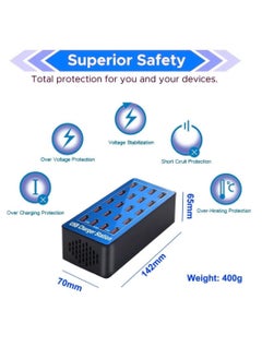 بيوينتي NEW 20-Port Multi USB Charger, 100W Charging Station with Smart Detection – Multi-Port USB Charger for Smartphones, Tablets,  USB Devices  - Image 2