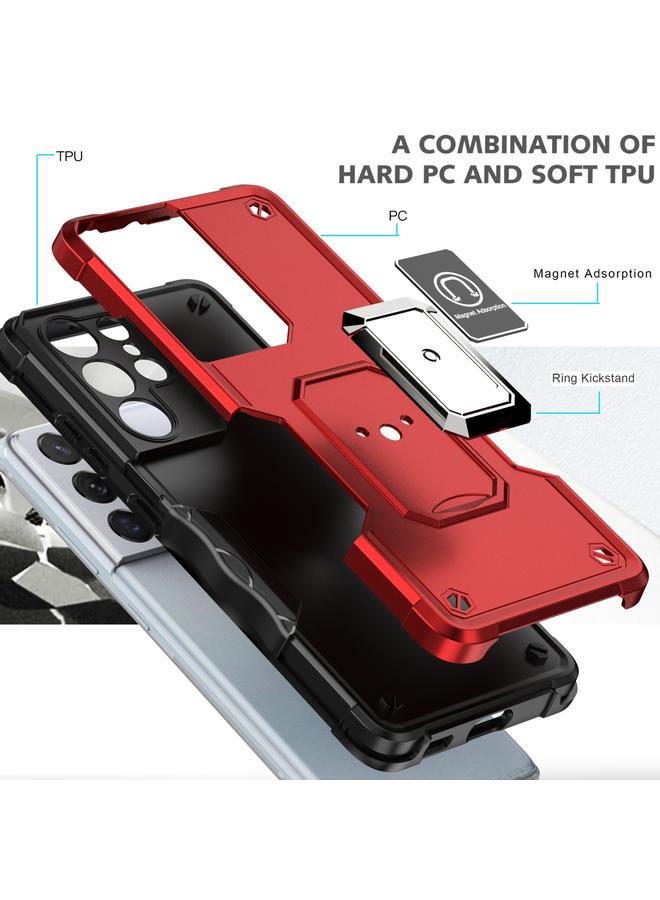 اس-توب جراب لهاتف Samsung Galaxy S21 Ultra 5G مزود بحلقة وحامل هاتف مدرع غير قابل للانزلاق - Image 3