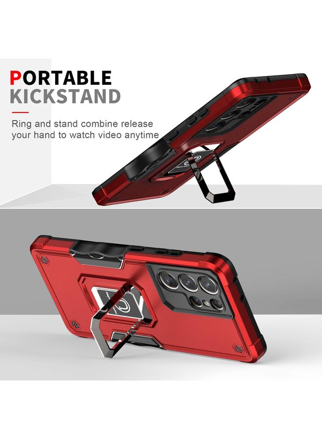 اس-توب جراب لهاتف Samsung Galaxy S21 Ultra 5G مزود بحلقة وحامل هاتف مدرع غير قابل للانزلاق - Image 4