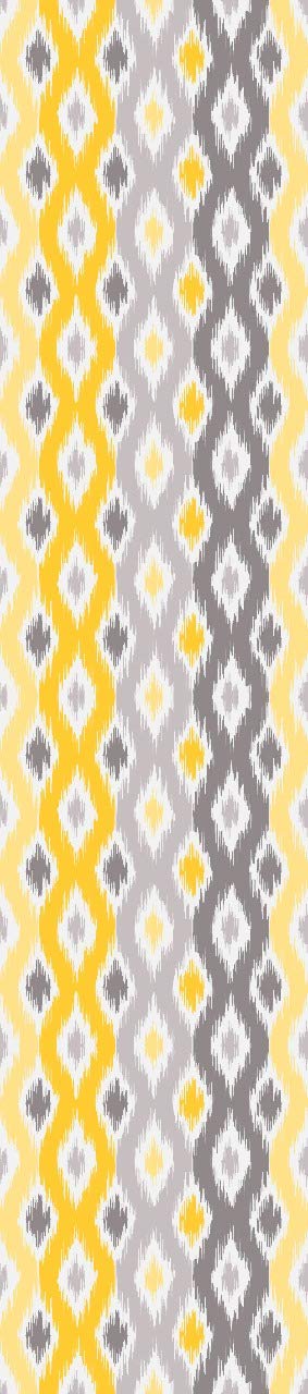 AEROHAVEN Ikat HD Digital Premium Modern 4 Seater Table Runner Cloth - TR-20 - (Yellow & Grey, 13 x 60 Inch,Polyester,Rectangular,Pack of 1) - Image 2