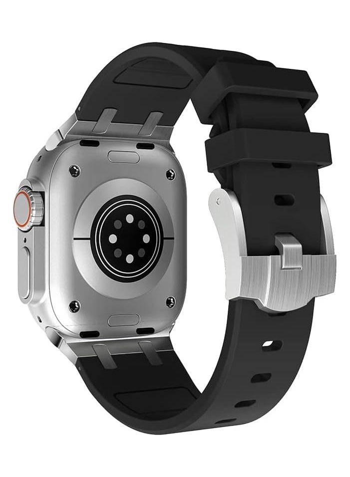 LIXES Compatible with Apple Watch Ultra 2 Band for Men, Silicone Strap and Stainless Steel Buckle Designed for iPhone Watch, Fit iWatch Bands Ultra Series 9 8 7 6 5 4 3 2 1 SE  - Image 2