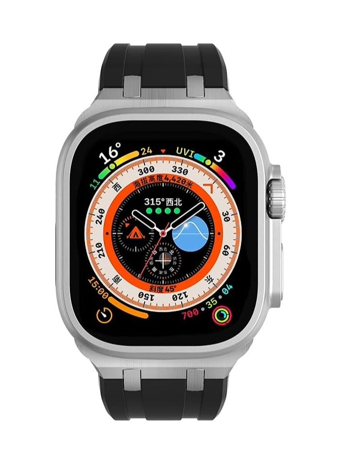 LIXES Compatible with Apple Watch Ultra 2 Band for Men, Silicone Strap and Stainless Steel Buckle Designed for iPhone Watch, Fit iWatch Bands Ultra Series 9 8 7 6 5 4 3 2 1 SE  - Image 4