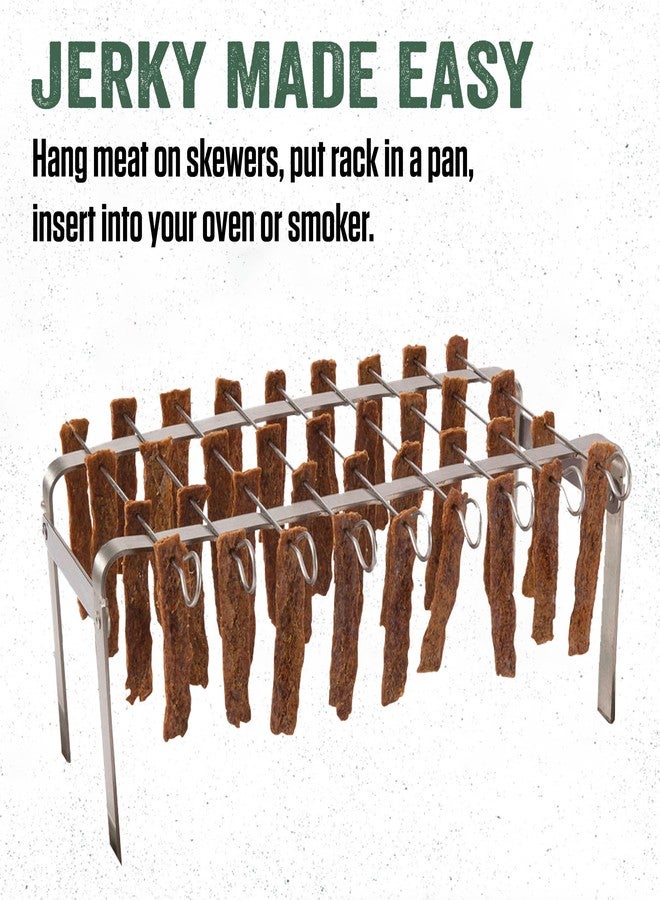 LEM Products Jerky Hanger with 9 Skewers, Backwoods Original Jerky Seasoning, Folding Rack for Oven or Smoker, Stainless Steel - Image 3