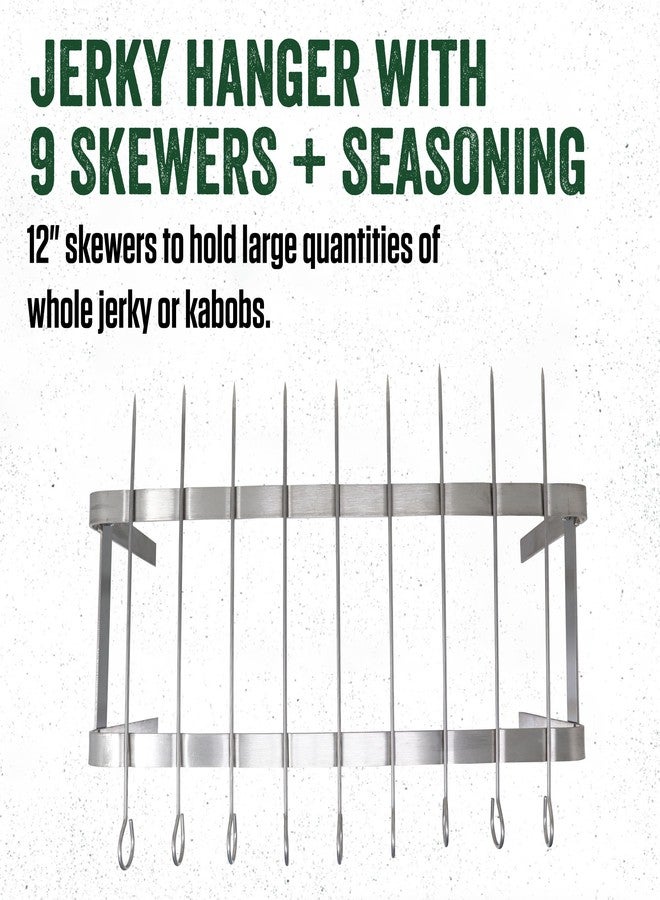 LEM Products Jerky Hanger with 9 Skewers, Backwoods Original Jerky Seasoning, Folding Rack for Oven or Smoker, Stainless Steel - Image 2