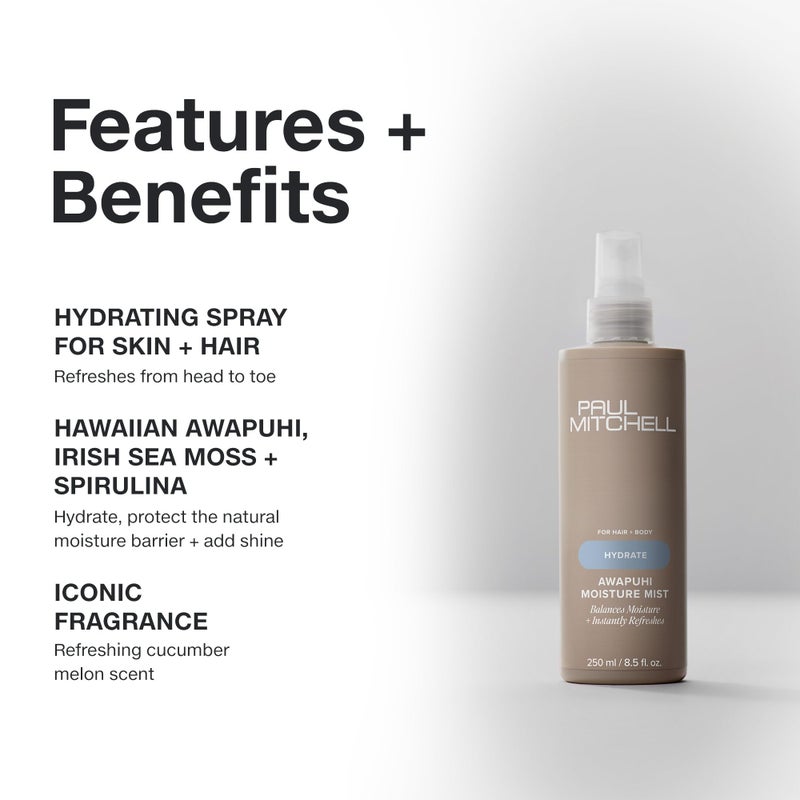 Paul Mitchell Awapuhi Moisture Mist, Hydrating Spray For Hair + Skin, Instantly Refreshes, 8.5 fl oz - Image 3