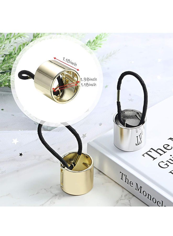 FASHION MANIA 2 Pieces Gothic Punk Style Hair Ties Hair Holder Hair Rings, Metal Circle Hair Band Hair Rope for Women Girls  - Image 2