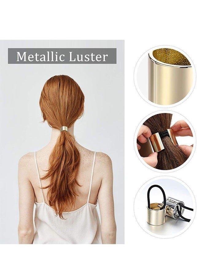 FASHION MANIA 2 Pieces Gothic Punk Style Hair Ties Hair Holder Hair Rings, Metal Circle Hair Band Hair Rope for Women Girls  - Image 3