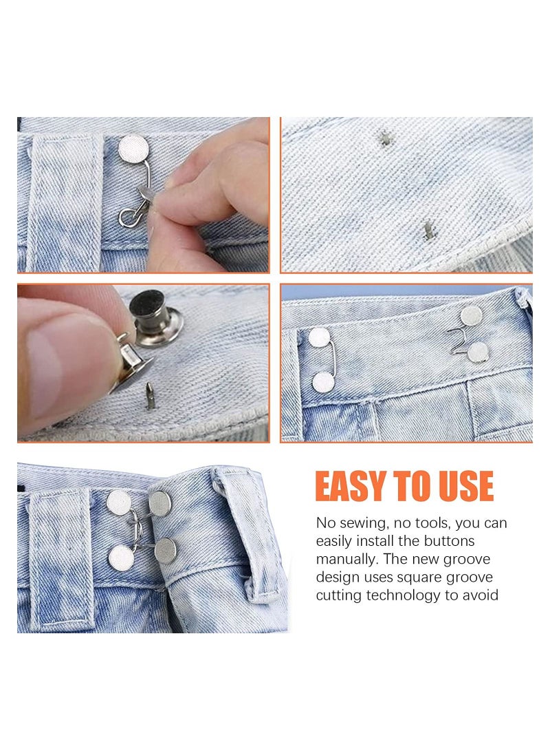 Altheqa 5 Sets Extender Button Adjustable Waist Buckle Set Jean Button Pins Perfect Fit Instant for Tighten Waist Jeans No Sewing Button - Image 2