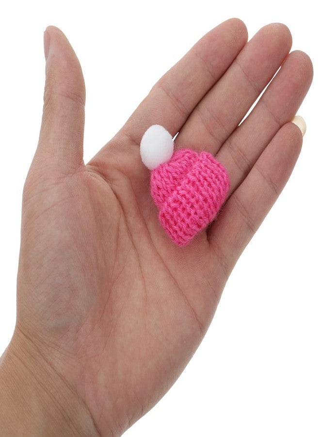 أموسفون مجموعة أموسفن المكونة من 10 قطع من قبعات عيد الميلاد المحبوكة الصغيرة على شكل قبعات سانتا، زينة شجرة عيد الميلاد يمكنك صنعها بنفسك (وردي) - Image 2