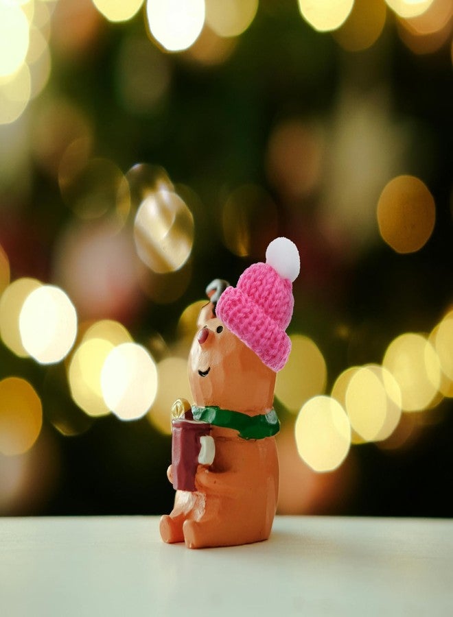 أموسفون مجموعة أموسفن المكونة من 10 قطع من قبعات عيد الميلاد المحبوكة الصغيرة على شكل قبعات سانتا، زينة شجرة عيد الميلاد يمكنك صنعها بنفسك (وردي) - Image 5