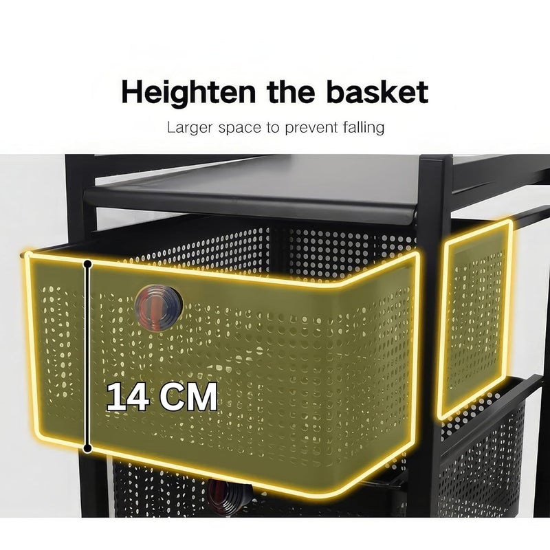 KWER 3 Drawer Compartment Unit Under Sink Cabinet Organizer With Sliding Storage Drawer Desktop For Kitchen Bathroom Office Stackable Black Metal - Image 5