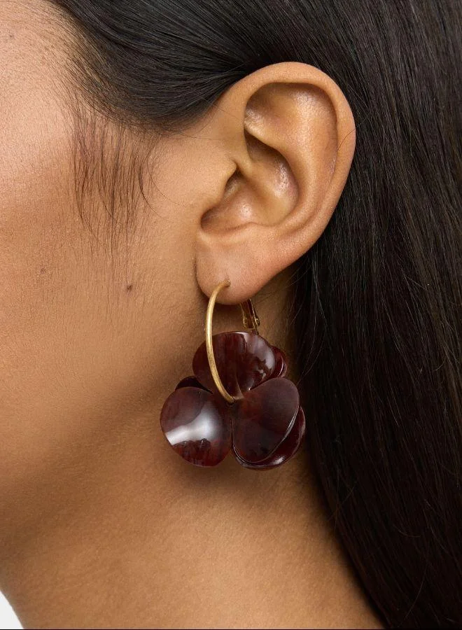 بارفوا أقراط ماكسي هوب مع تأثير مزدوج من الزهور والحجر