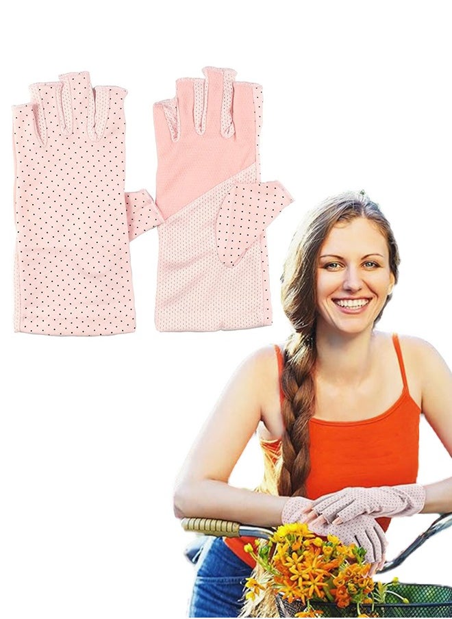 Generic - 1 Pairs Sunscreen Fingerless Gloves Non-slip UV Protection Driving Gloves Summer Outdoor Gloves for Women and Girls - Image 1