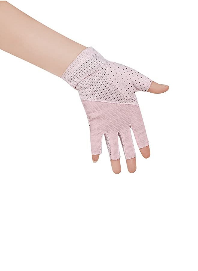 Generic - 1 Pairs Sunscreen Fingerless Gloves Non-slip UV Protection Driving Gloves Summer Outdoor Gloves for Women and Girls - Image 1
