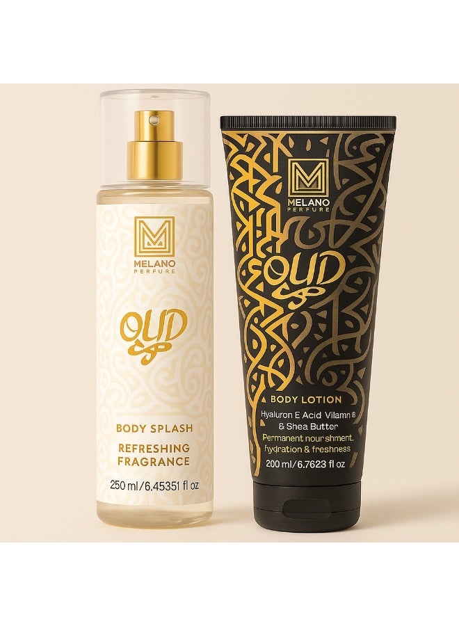 ميلانوفارما Melano Pharma - Oud Body Lotion 200ml & Body Splash - Image 1