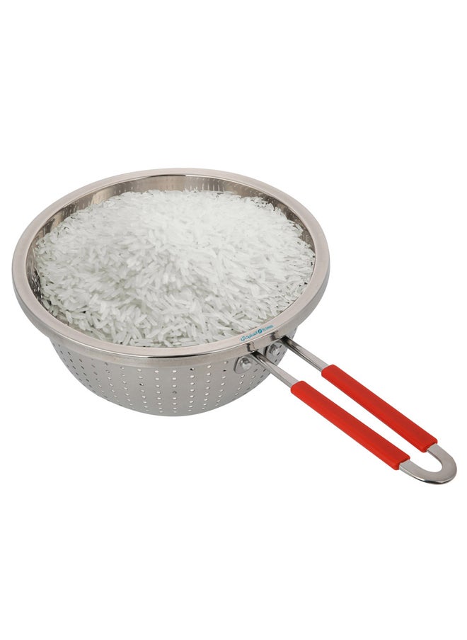 AL SANIDI Stainless steel rice strainer, Rice, Vegetables and fruits strainer, Silver, Size 20 Cm  - Image 1