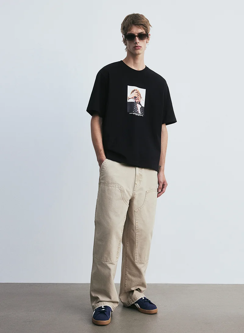 اتش اند ام Loose Fit Printed T-Shirt