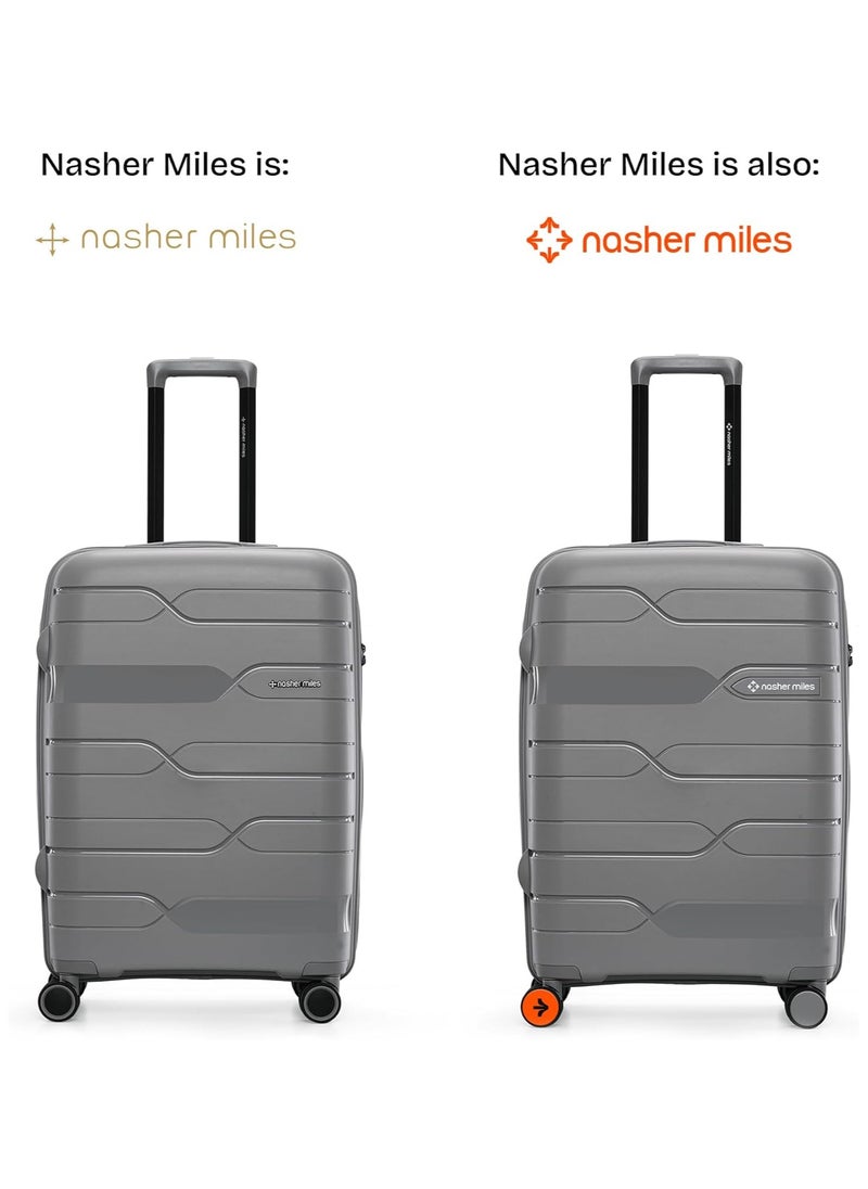 nasher miles Nasher Miles Paris Hard-Sided Polypropylene Luggage Set of 2 | 55cm & 65cm | 8 Wheels Small & Medium Trolley Bag for Travel | Suitcase (Grey)  - Image 2
