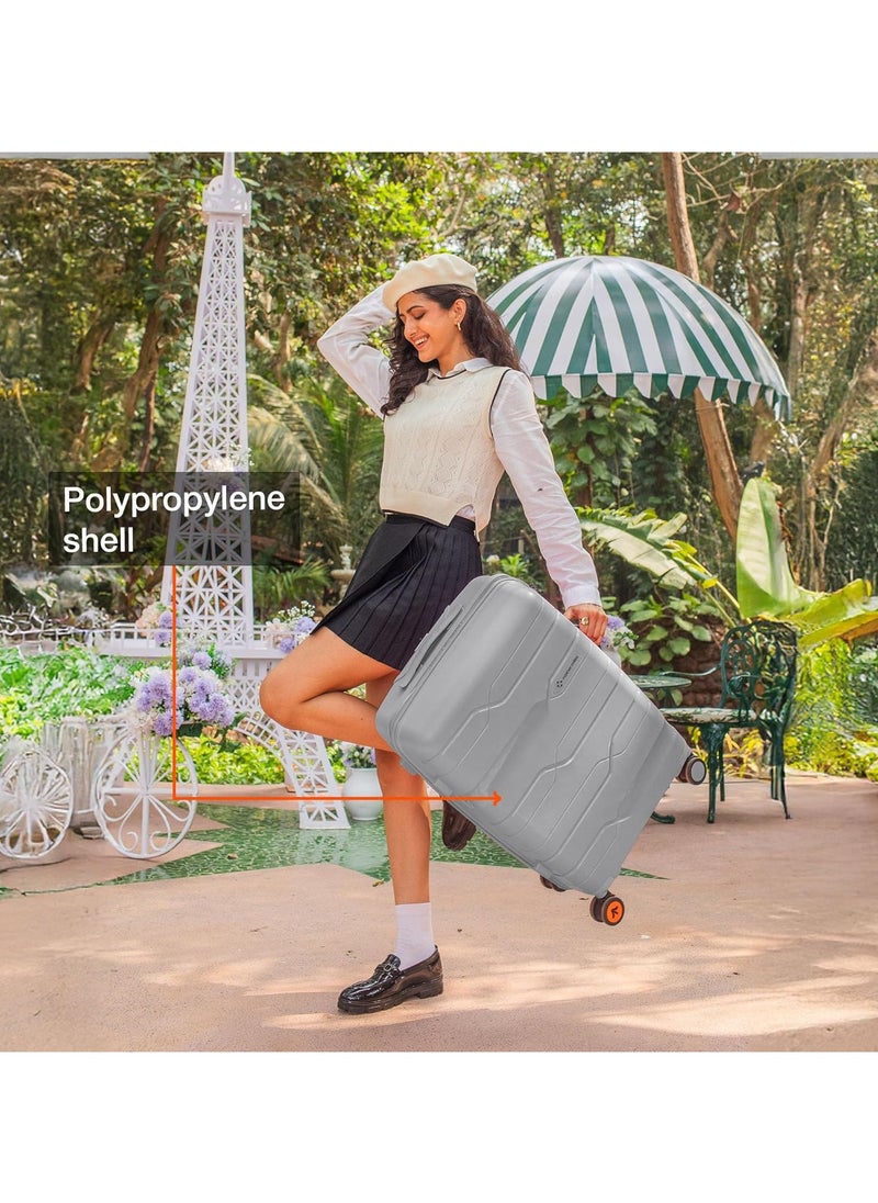 nasher miles Nasher Miles Paris Hard-Sided Polypropylene Luggage Set of 2 | 55cm & 65cm | 8 Wheels Small & Medium Trolley Bag for Travel | Suitcase (Grey)  - Image 3