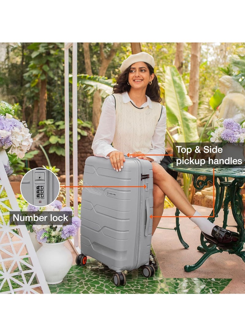 nasher miles Nasher Miles Paris Hard-Sided Polypropylene Luggage Set of 2 | 55cm & 65cm | 8 Wheels Small & Medium Trolley Bag for Travel | Suitcase (Grey)  - Image 4
